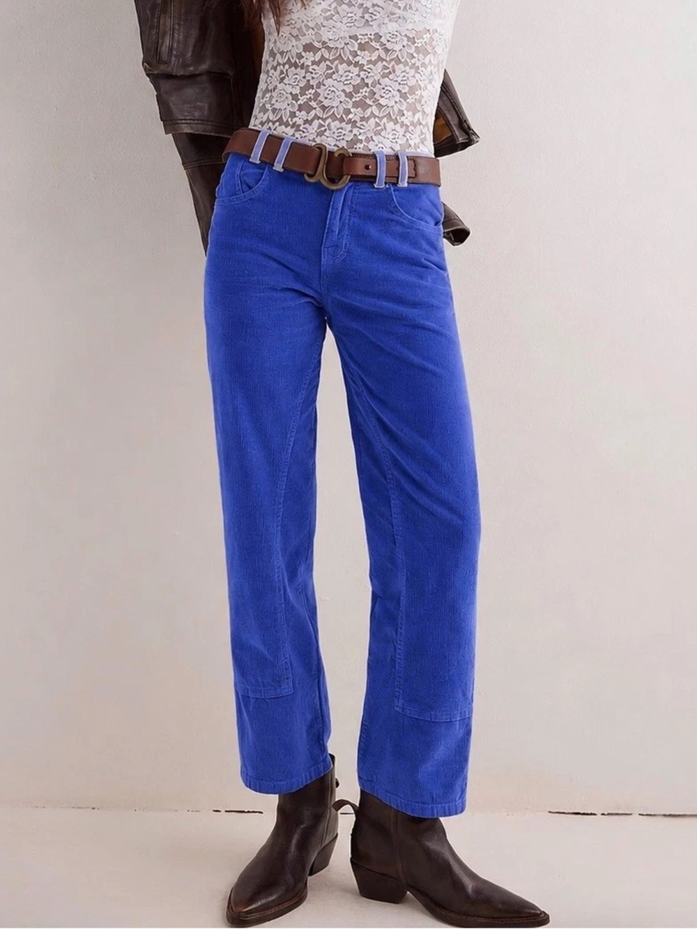 💙 We The Free Risk Taker High Rise Straight Corduroy Pants Cobalt NWT 28